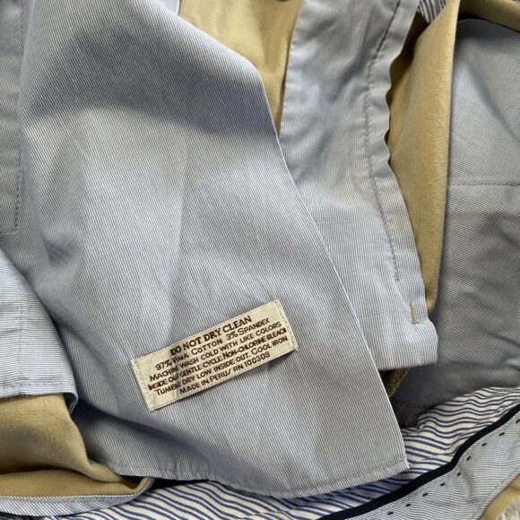 Peter Millar Shorts 42 Khaki Chino Flat Front Pima Cotton Stretch Peru 8" Inseam - Picture 5 of 6